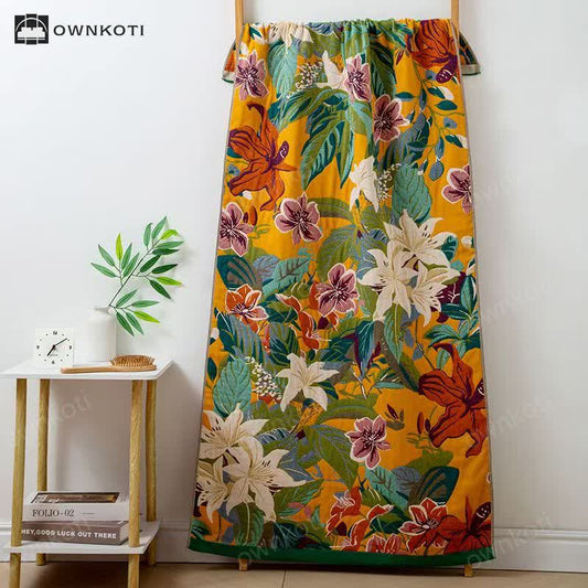 Colorful Lily Cotton Gauze Soft Towel