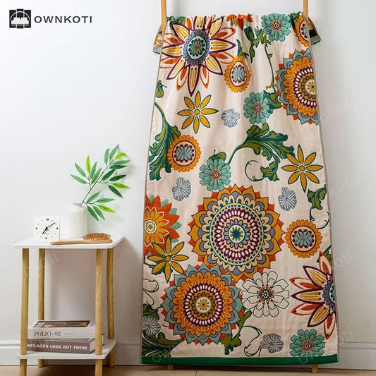 Retro Floral Cotton Gauze Soft Breathable Towel