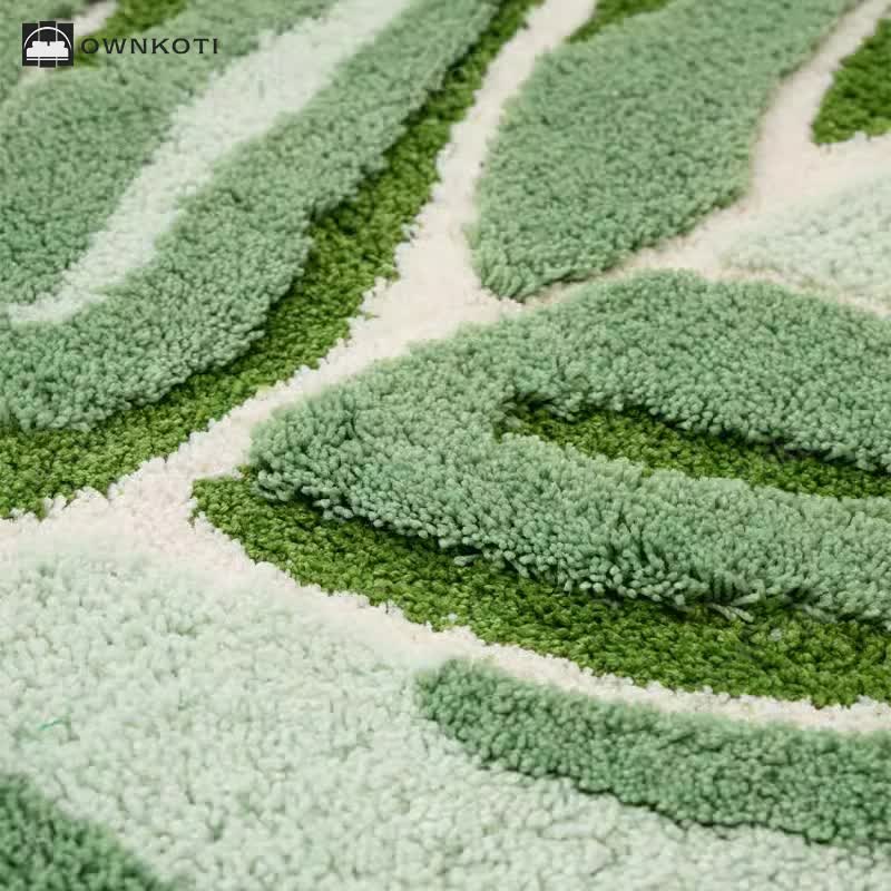 Green Tropical Leaves Non-slip Bath Mat