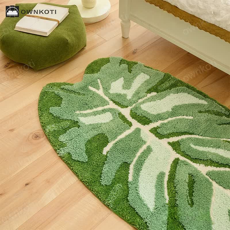 Green Tropical Leaves Non-slip Bath Mat