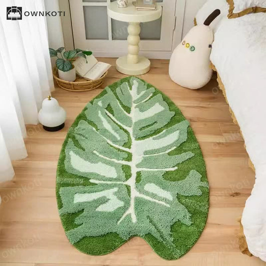 Green Tropical Leaves Non-slip Bath Mat