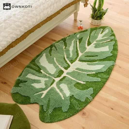 Green Tropical Leaves Non-slip Bath Mat