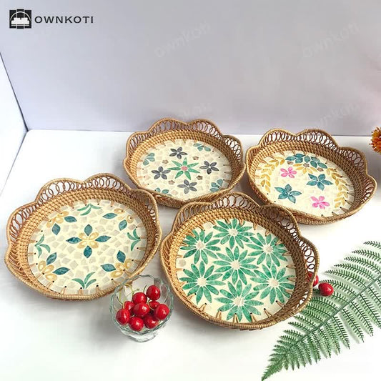 Rattan Colorful Shell Hollow Storage Basket