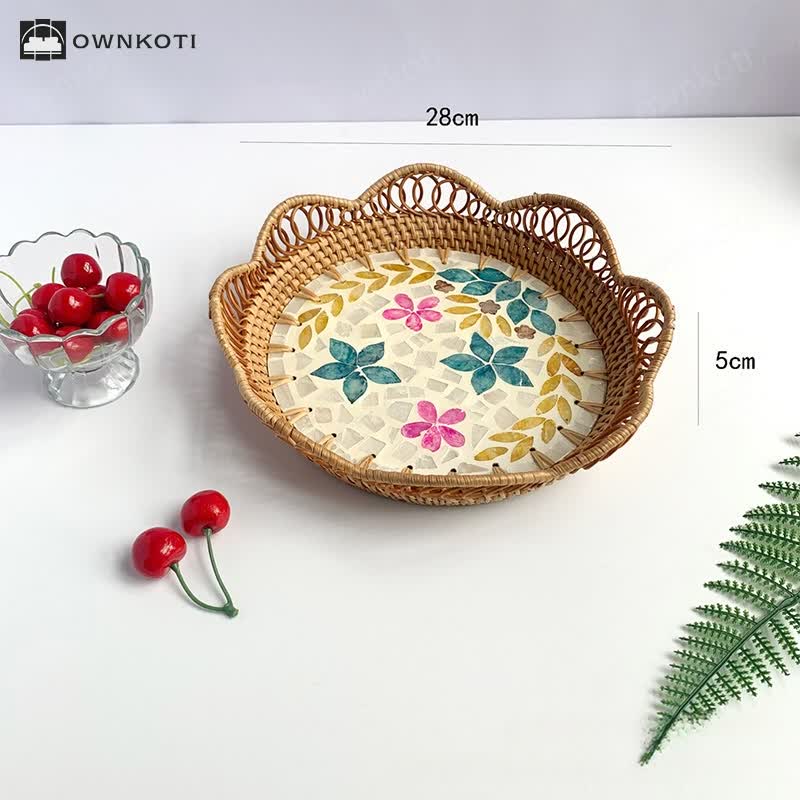 Rattan Colorful Shell Hollow Storage Basket