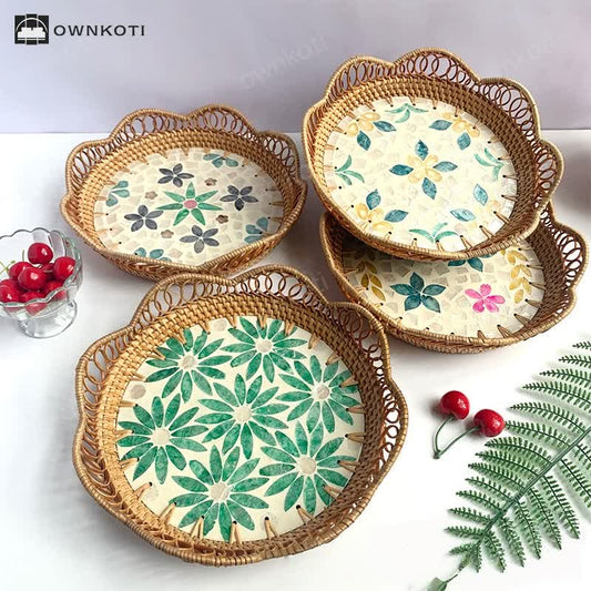 Rattan Colorful Shell Hollow Storage Basket