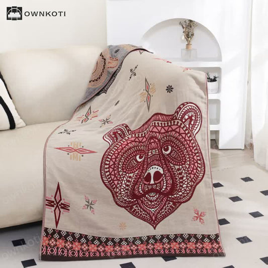 Cotton Gauze Exotic Bear Head Bath Towel