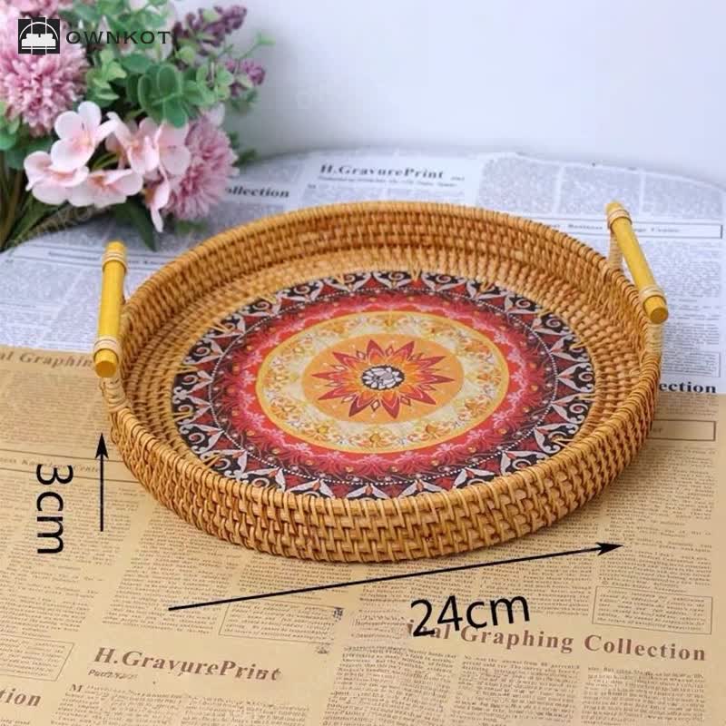 Ethnic Style Rattan Tray Snack Basket
