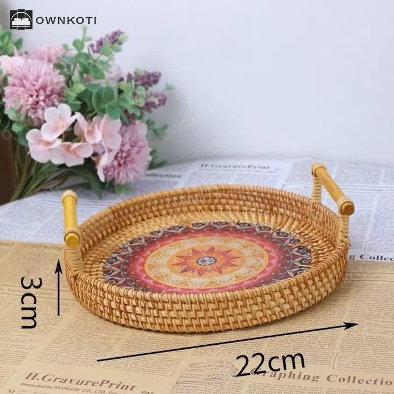 Ethnic Style Rattan Tray Snack Basket