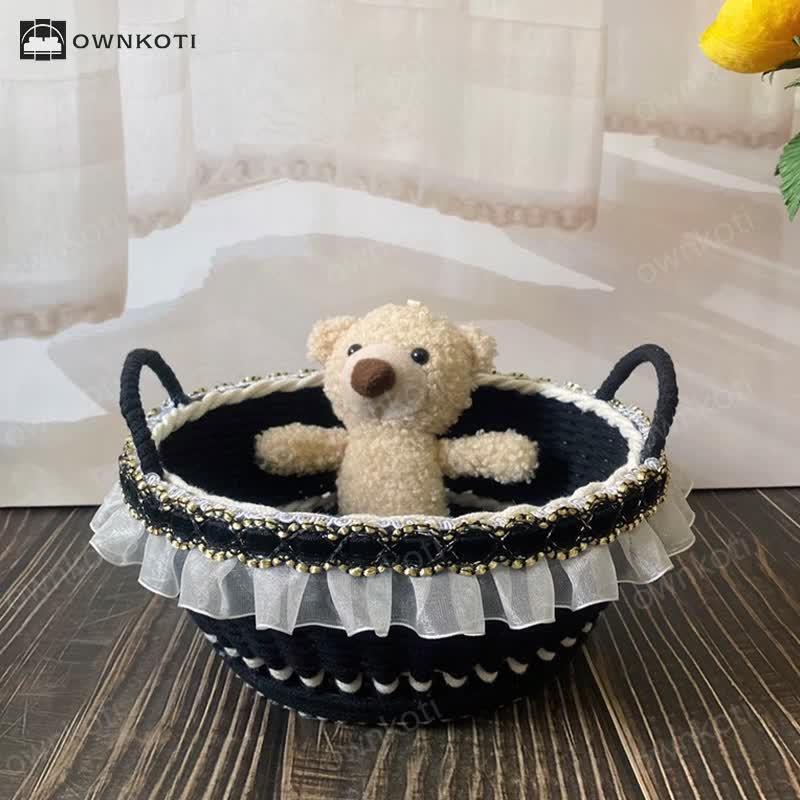French Elegant Handwoven Storage Basket