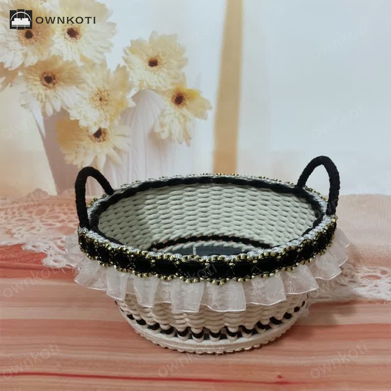 French Elegant Handwoven Storage Basket