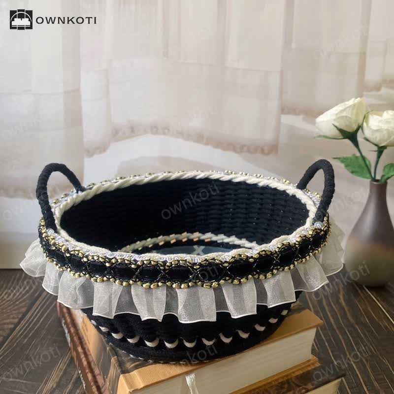 French Elegant Handwoven Storage Basket