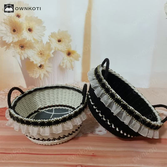 French Elegant Handwoven Storage Basket
