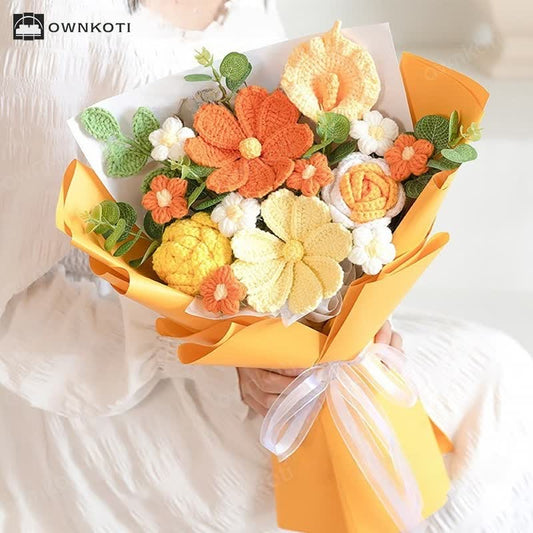 Handmade Knitted Crochet Cosmos Bipinnatus Bouquet