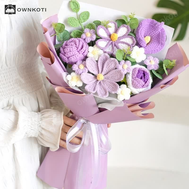 Handmade Knitted Crochet Cosmos Bipinnatus Bouquet