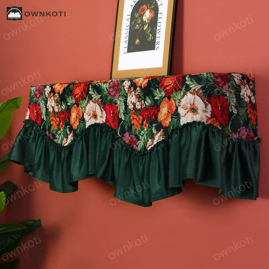 Retro Floral Ruffle Air Conditioner Dust Cover