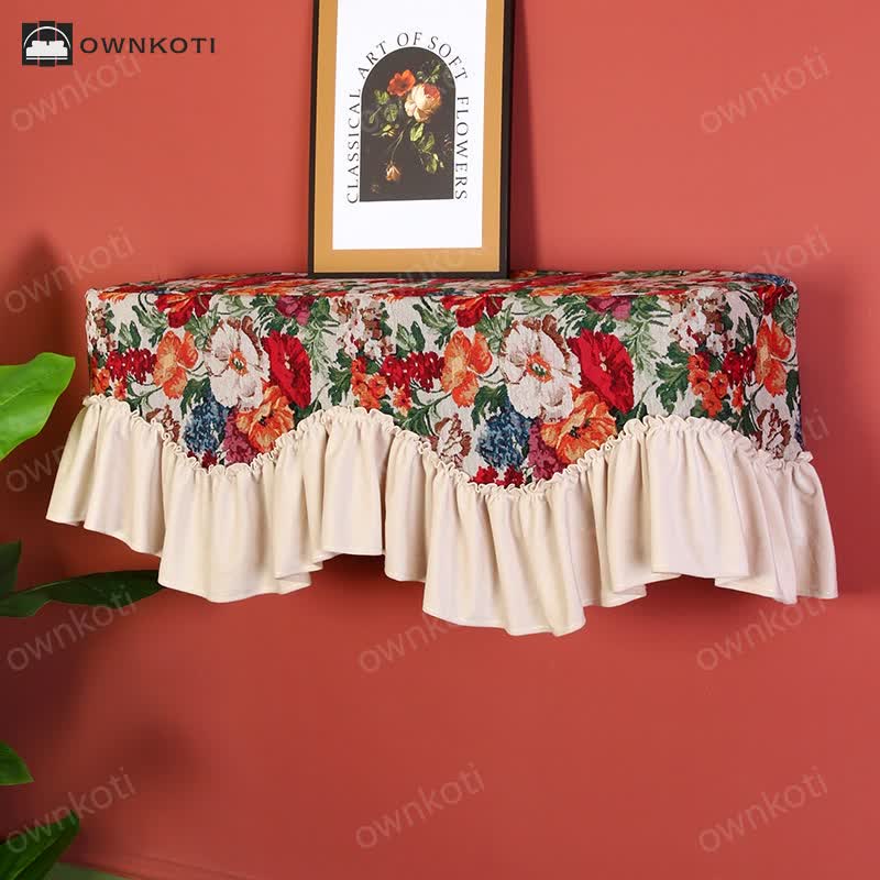 Retro Floral Ruffle Air Conditioner Dust Cover