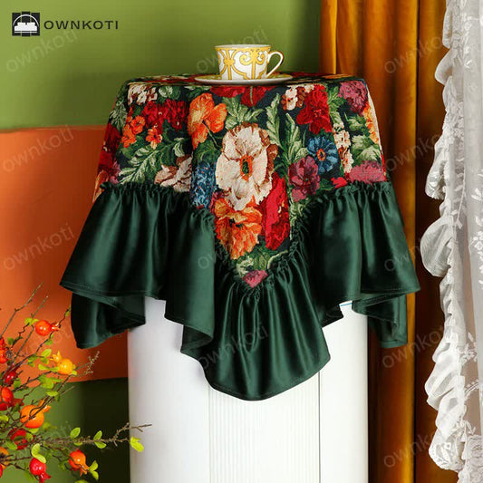 Retro Floral Ruffle Air Conditioner Cover