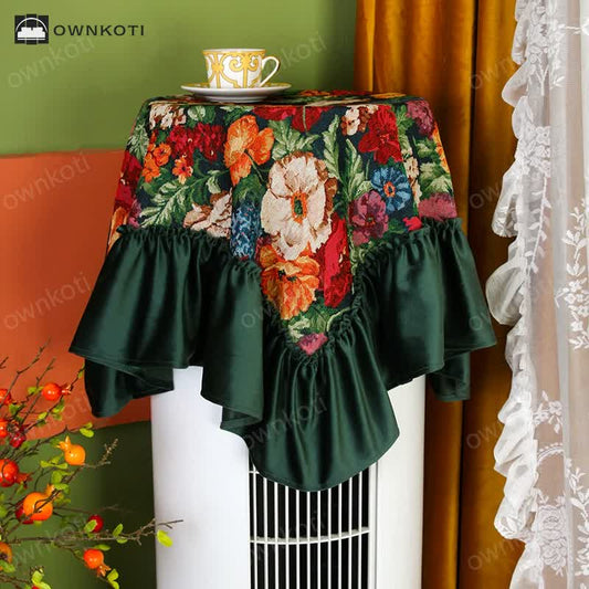 Retro Floral Ruffle Air Conditioner Cover