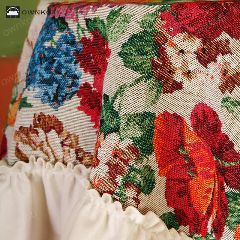 Retro Floral Ruffle Air Conditioner Cover