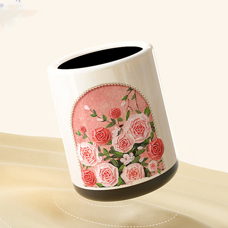 Elegant Rose Double Layer Durable Trash Can