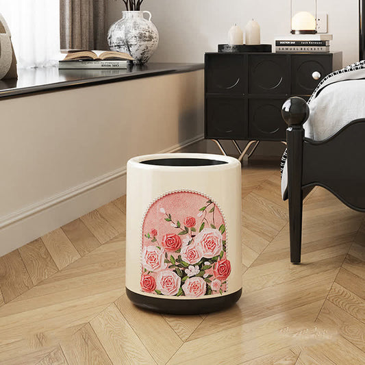 Elegant Rose Double Layer Durable Trash Can