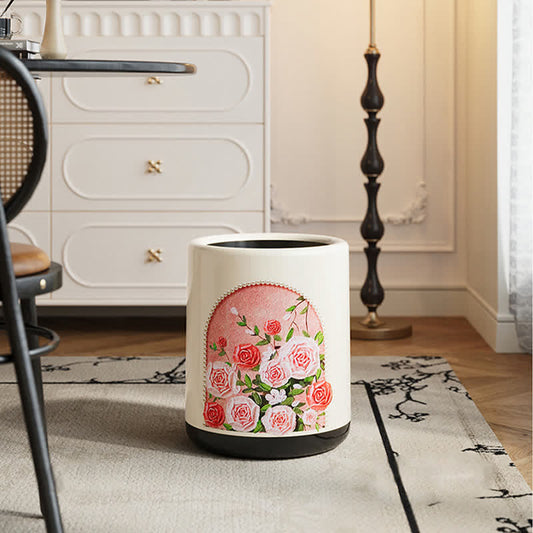 Elegant Rose Double Layer Durable Trash Can