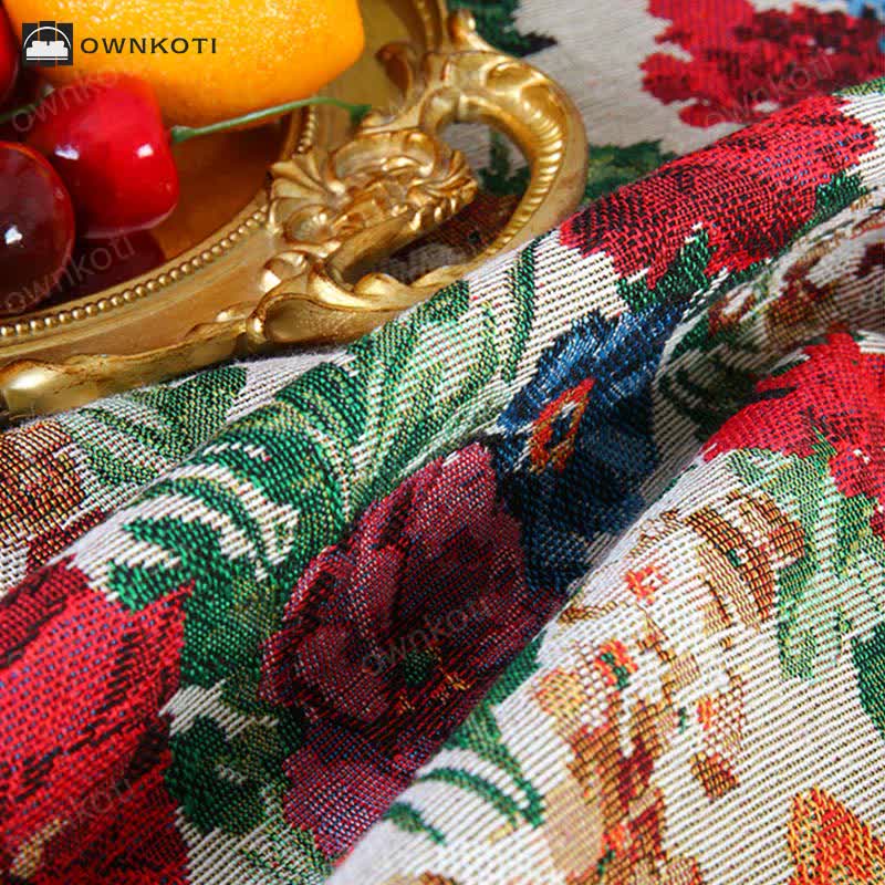 Retro Jacquard Dustproof Ruffled Tablecloth