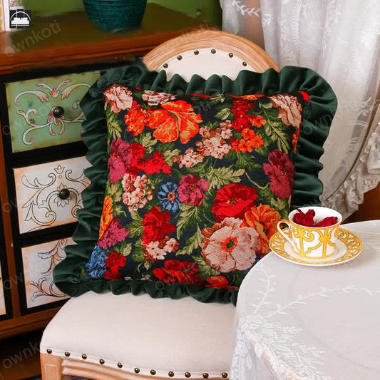 Retro Pastoral Style Floral Pillow Cushion