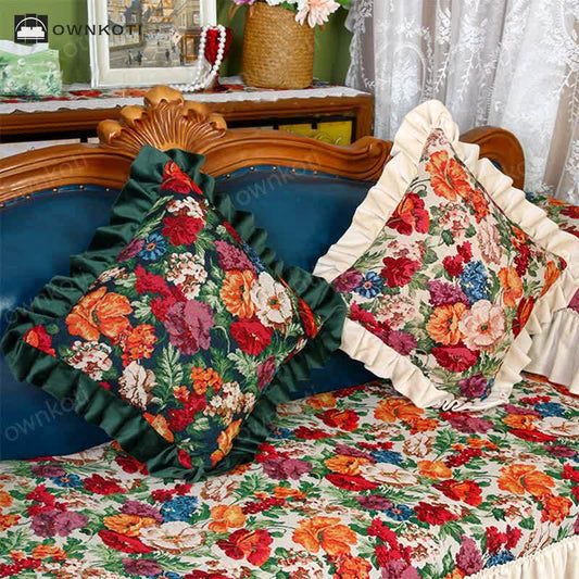 Retro Pastoral Style Floral Pillow Cushion