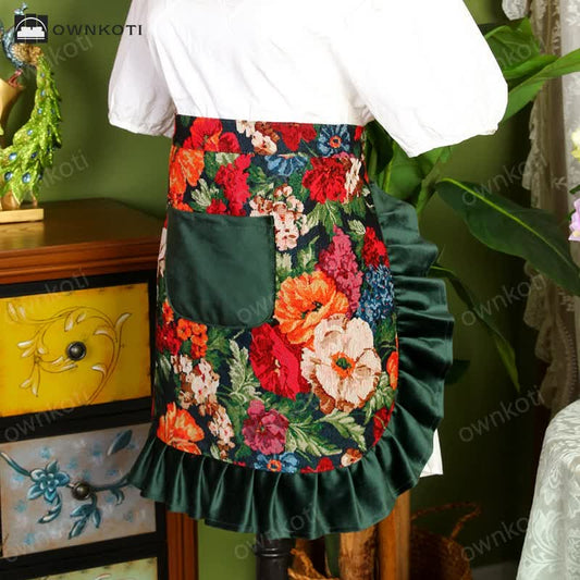 Retro Floral Waterproof Apron Set