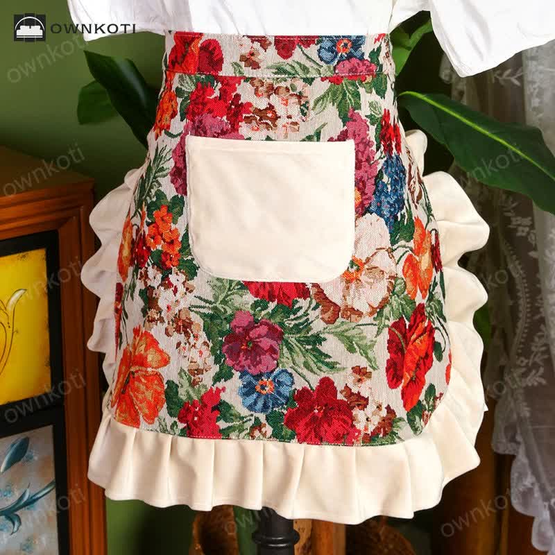 Retro Floral Waterproof Apron Set