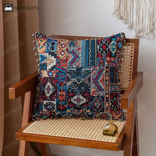 Retro Ethnic Geometric Pattern Decorative Pillowcase