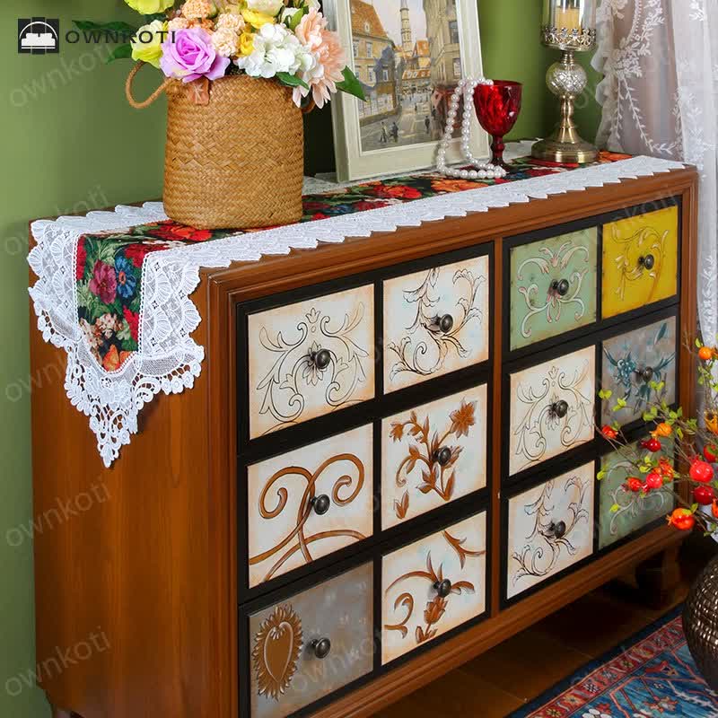 Vintage Floral Lace Patchwork Table Runner