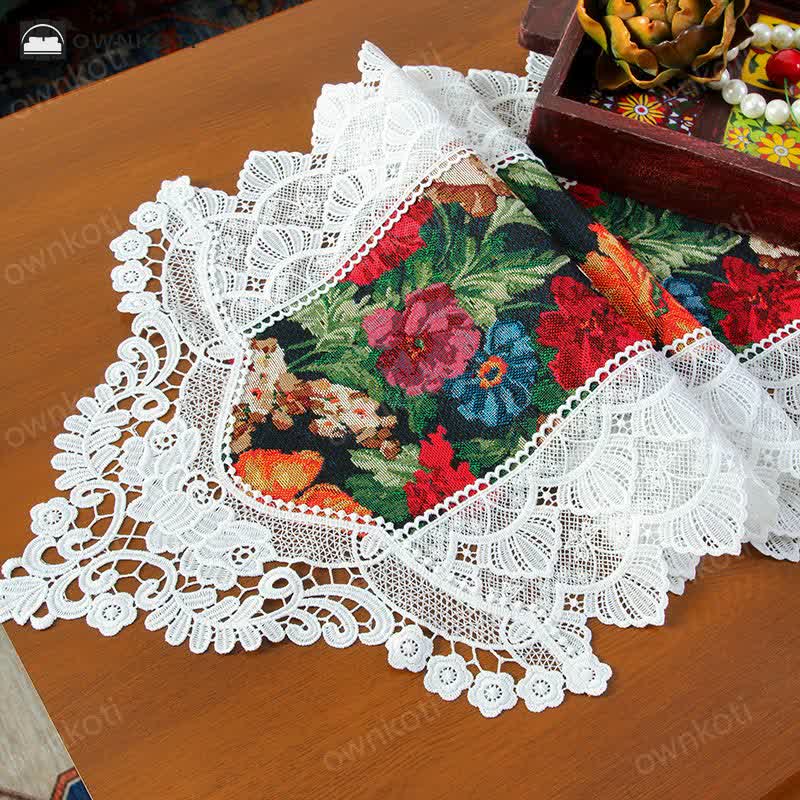 Vintage Floral Lace Patchwork Table Runner