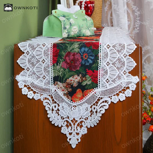 Vintage Floral Lace Patchwork Table Runner