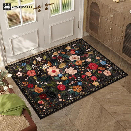 Pastoral Style Floral Dirt-resistant Absorbent Floor Mat