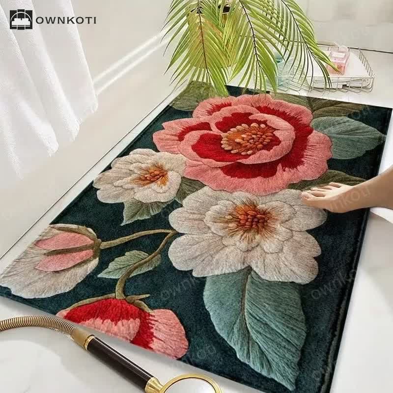 Pastoral Style 3D Floral Anti-slip Floor Mat