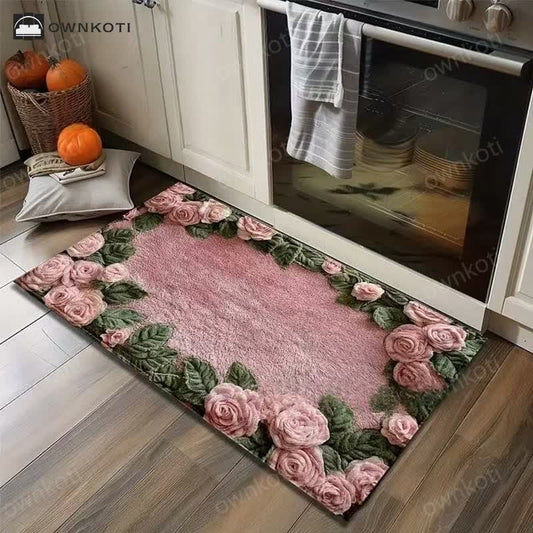 Pastoral Style 3D Floral Anti-slip Floor Mat