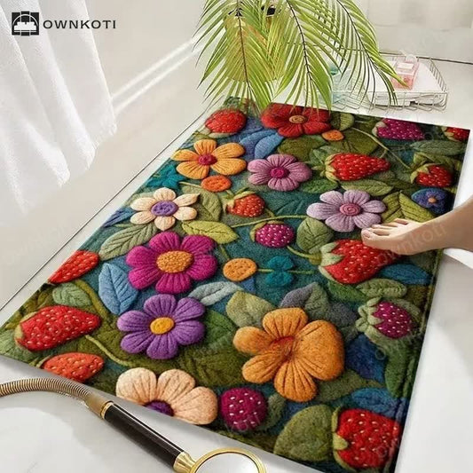 Pastoral Style 3D Floral Anti-slip Floor Mat