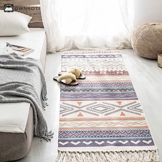 Ethnic Geometric Pattern Cotton Linen Floor Mat