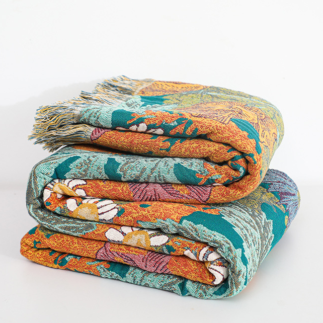 Garden Flower Cotton Gauze Reversible Blanket