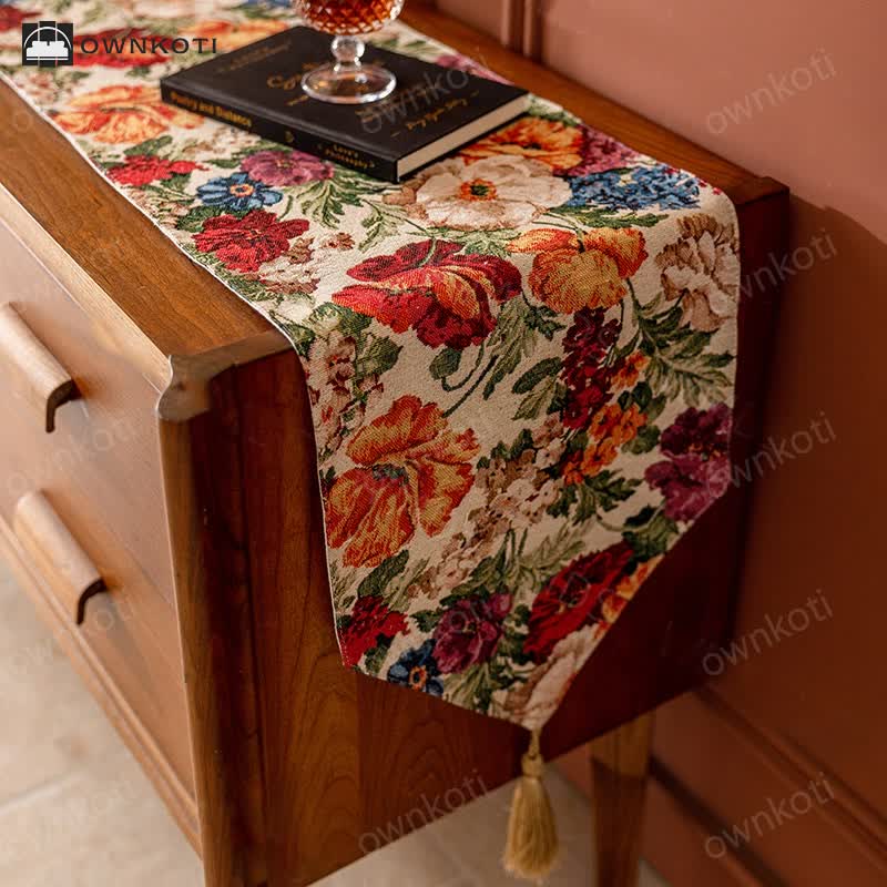 French Pastoral Style Floral Table Runner