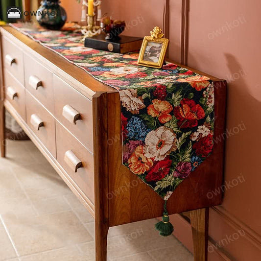 French Pastoral Style Floral Table Runner