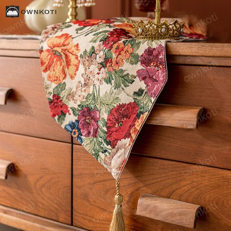 French Pastoral Style Floral Table Runner