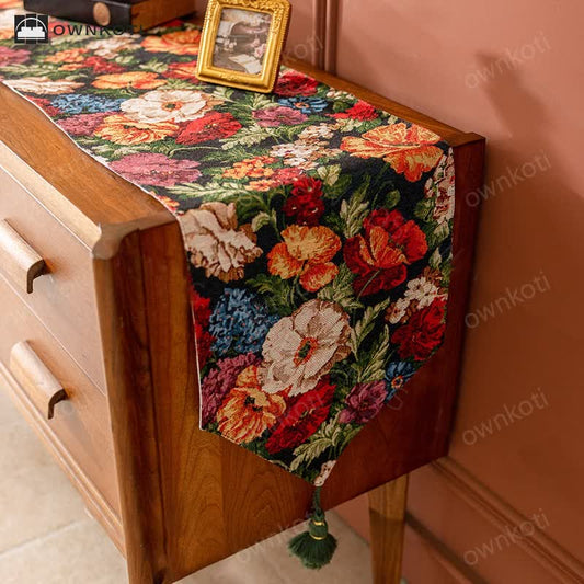French Pastoral Style Floral Table Runner