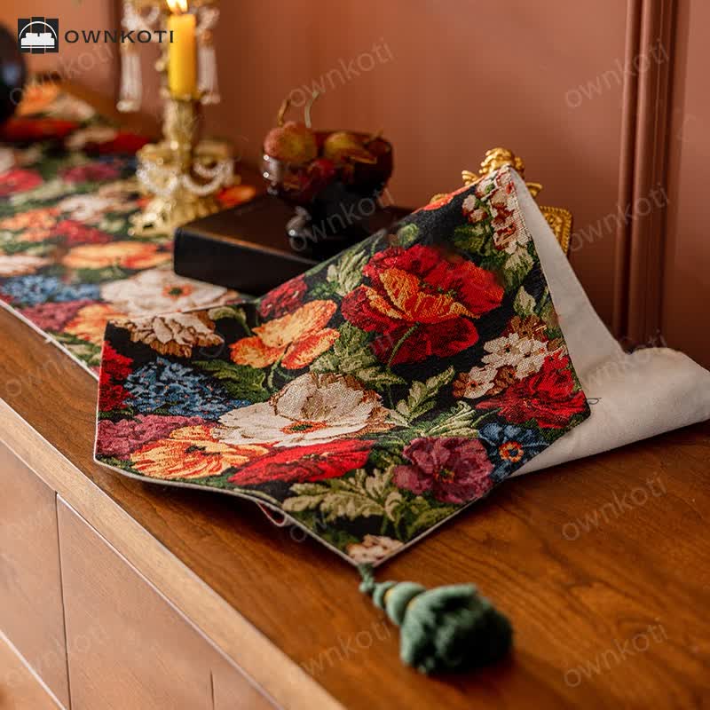 French Pastoral Style Floral Table Runner