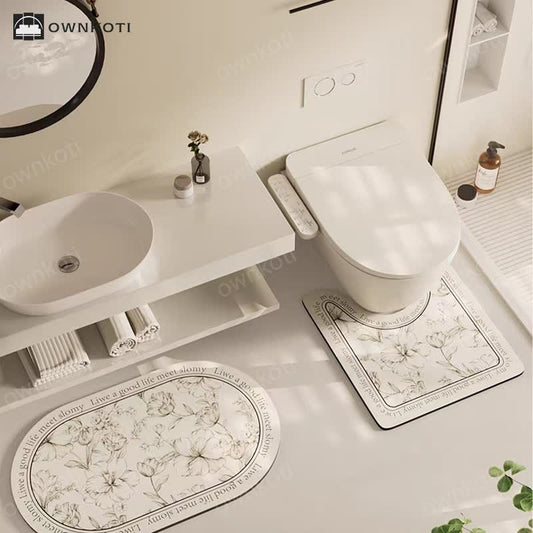 Elegant Floral Diatom Mud Absorbent Anti-slip Bath Mat