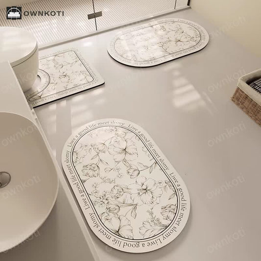 Elegant Floral Diatom Mud Absorbent Anti-slip Bath Mat