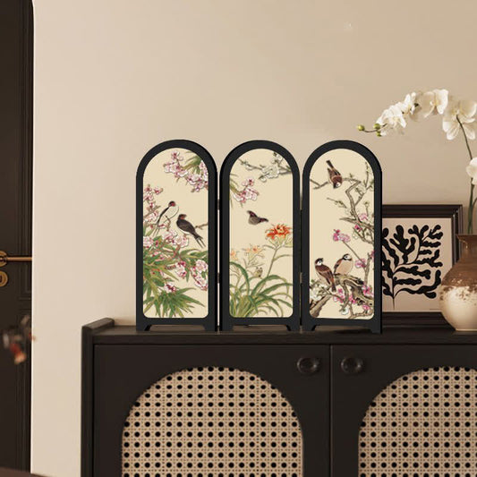 Floral Bird Folding Screen Desktop Painting