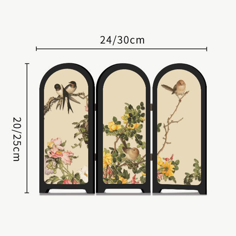 Floral Bird Folding Screen Desktop Painting
